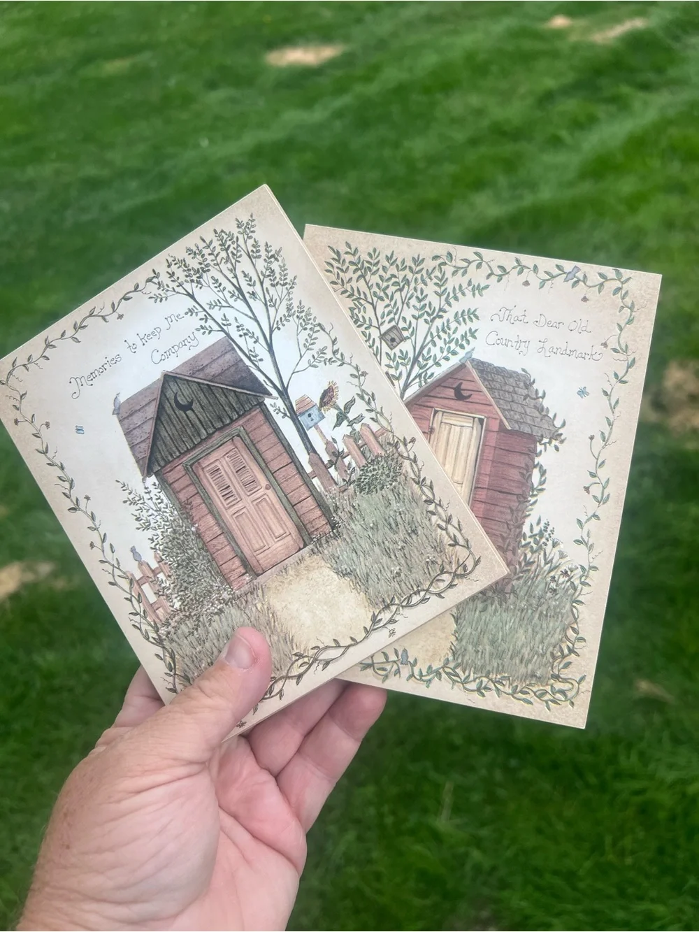 Country Outhouse Wall Art Print - Rustic Home Accent set